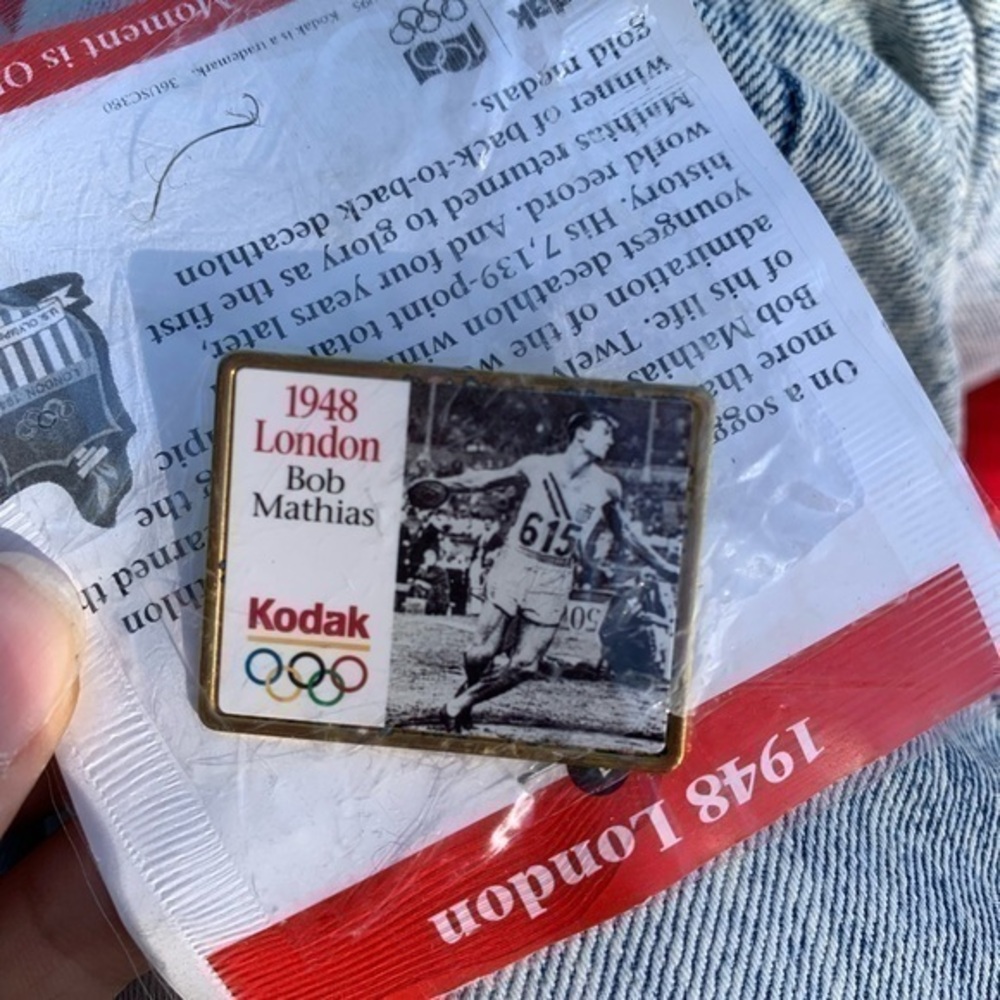 Vintage Kodak Olympic 1984 London Bob Mathias Pin Badge